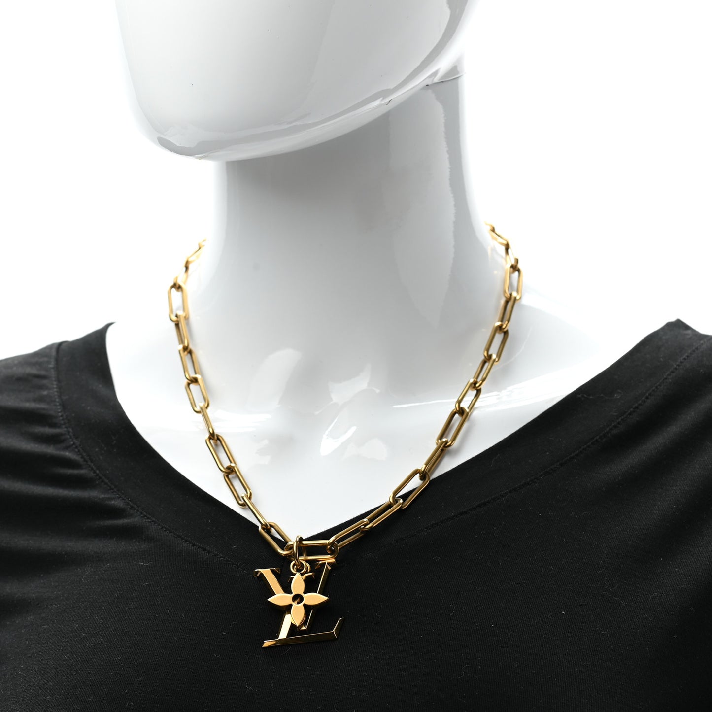 Metal LV Flower Necklace Gold