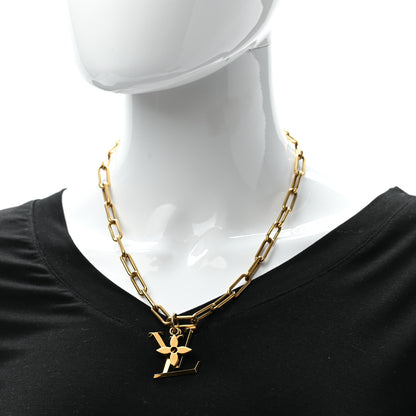Louis Vuitton Metal LV Flower Necklace Gold 2 of 6