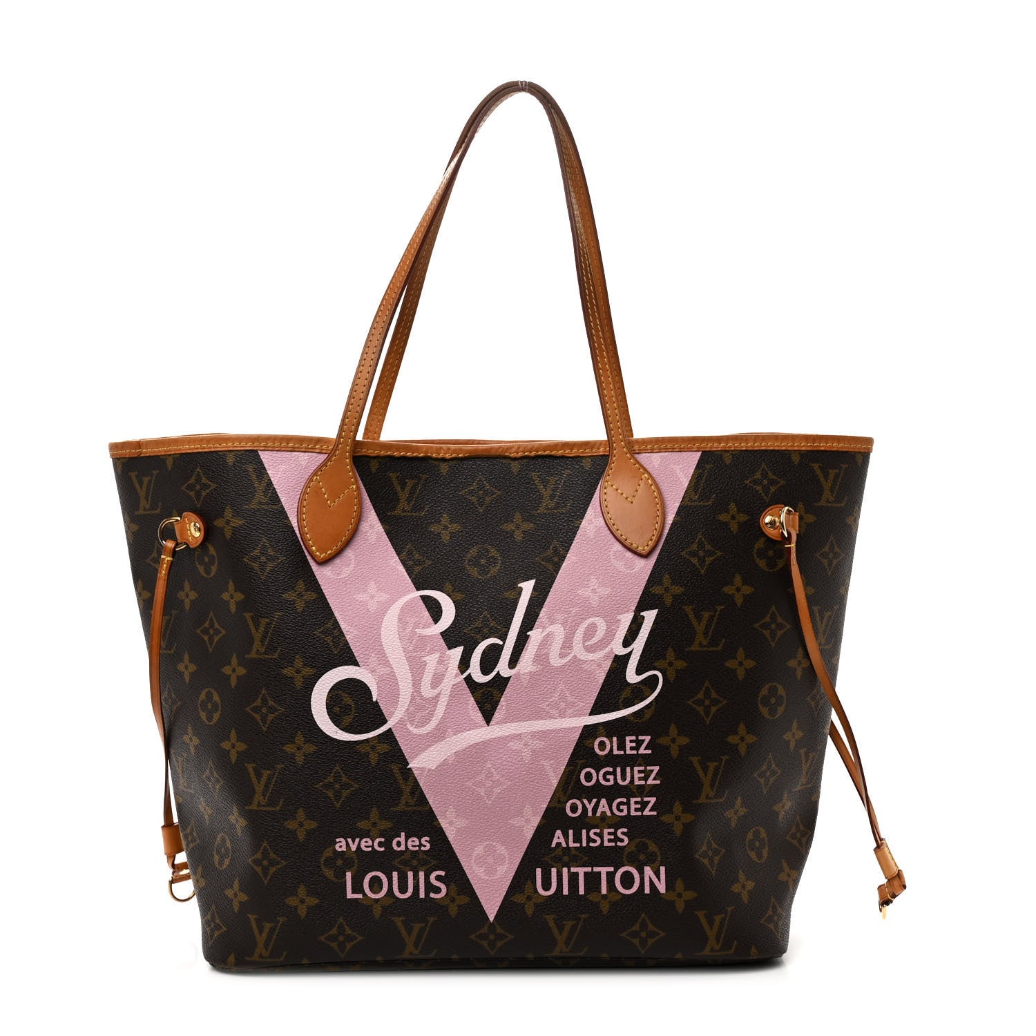 Louis Vuitton Monogram Sydney V Neverfull MM Rose Ballerine 1 of 9