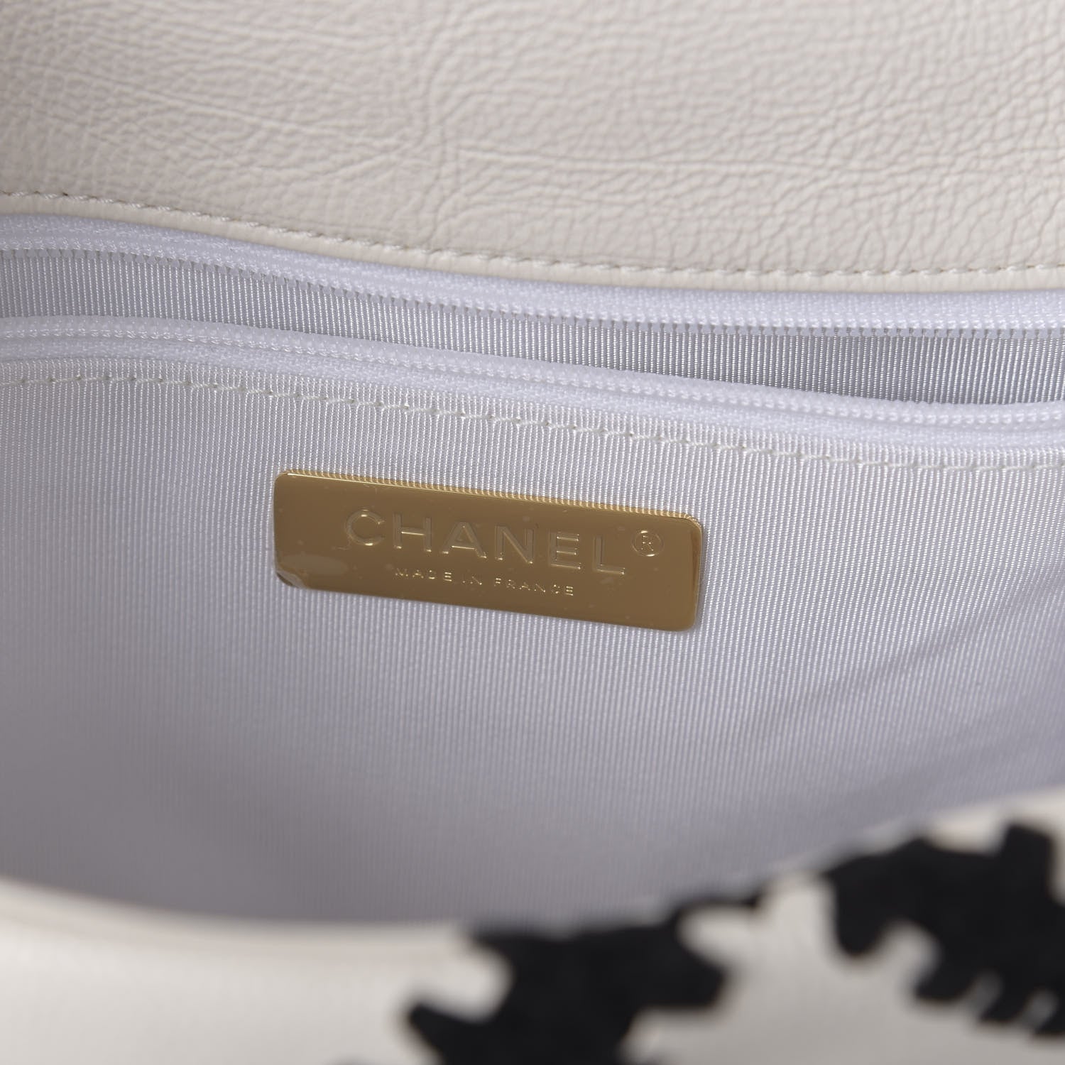 Chanel Calfskin Crochet Medium 19 Flap White Black 8 of 11