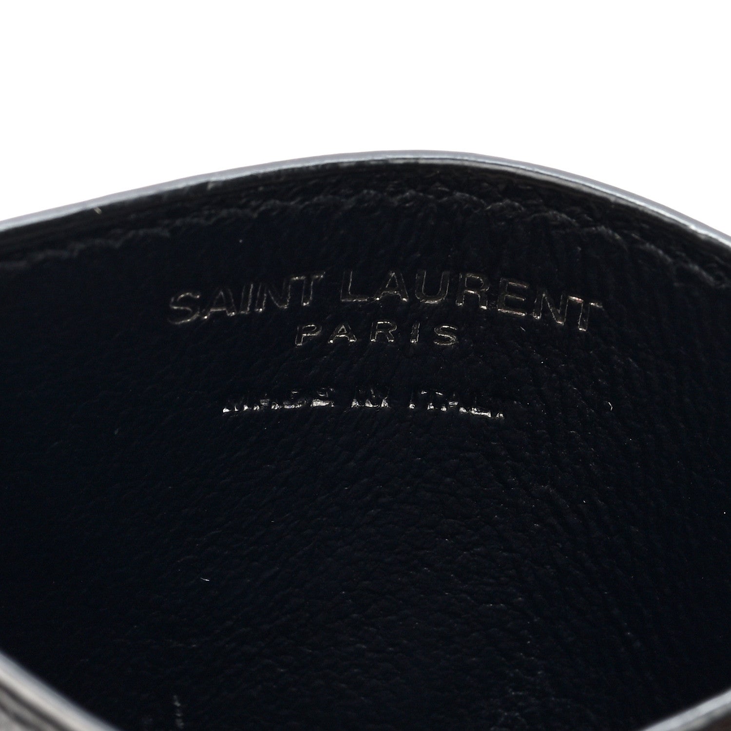 Saint Laurent Grain De Poudre Matelasse Chevron Monochrome Monogram Credit Card Case Black 5 of 5