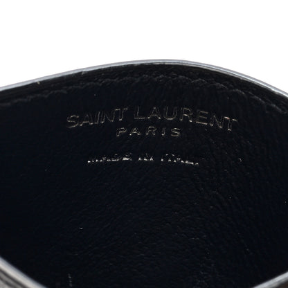 Saint Laurent Grain De Poudre Matelasse Chevron Monochrome Monogram Credit Card Case Black 5 of 5