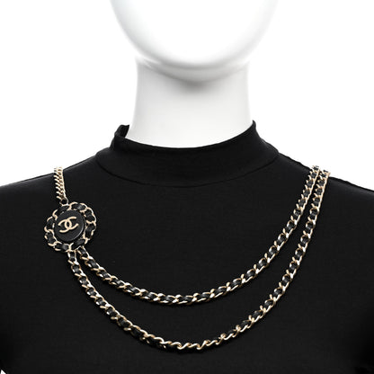 Chanel Lambskin CC Long Chain Necklace Black Gold 2 of 5