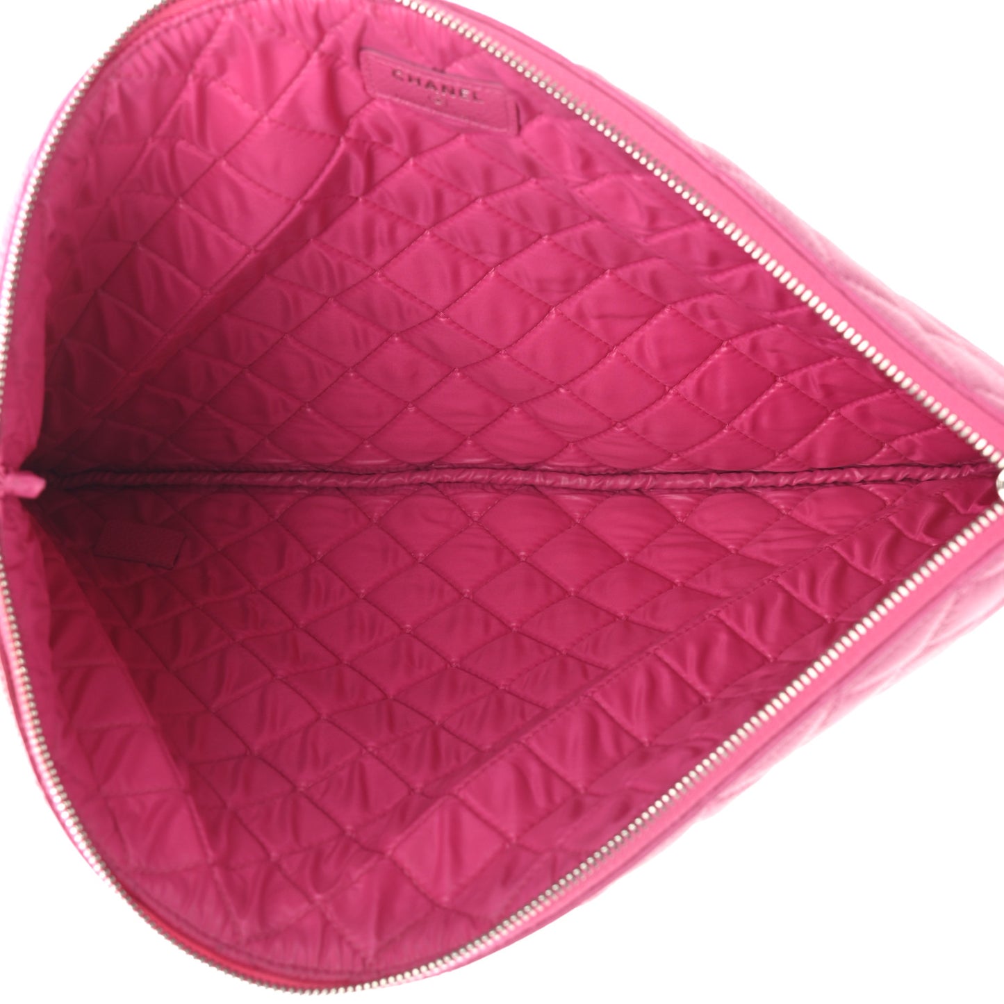 Caviar Quilted Large Cosmetic Case Pink