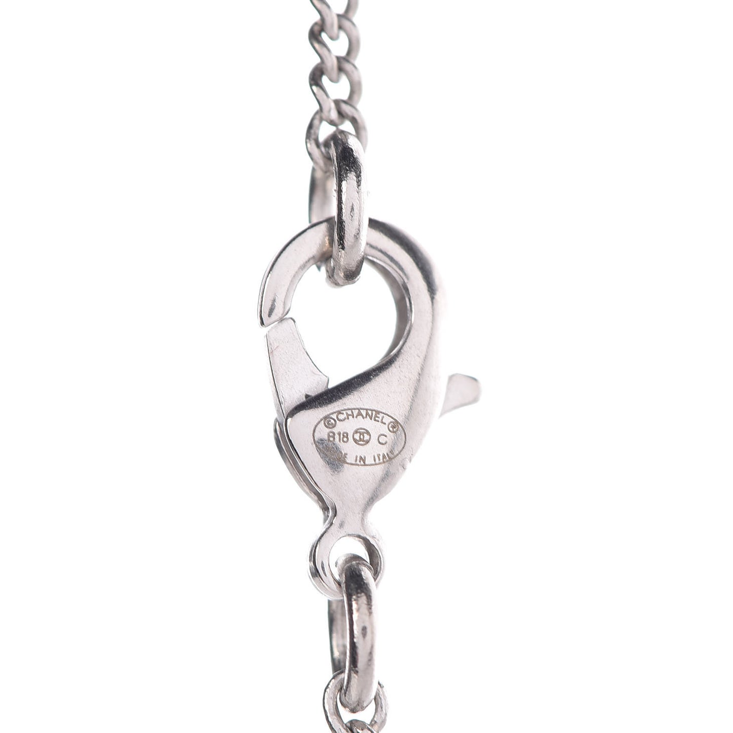 Baguette Crystal Winged CC Necklace Silver