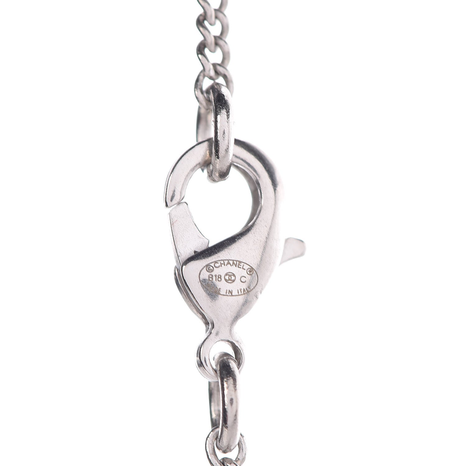 Chanel Baguette Crystal Winged CC Necklace Silver 5 of 6