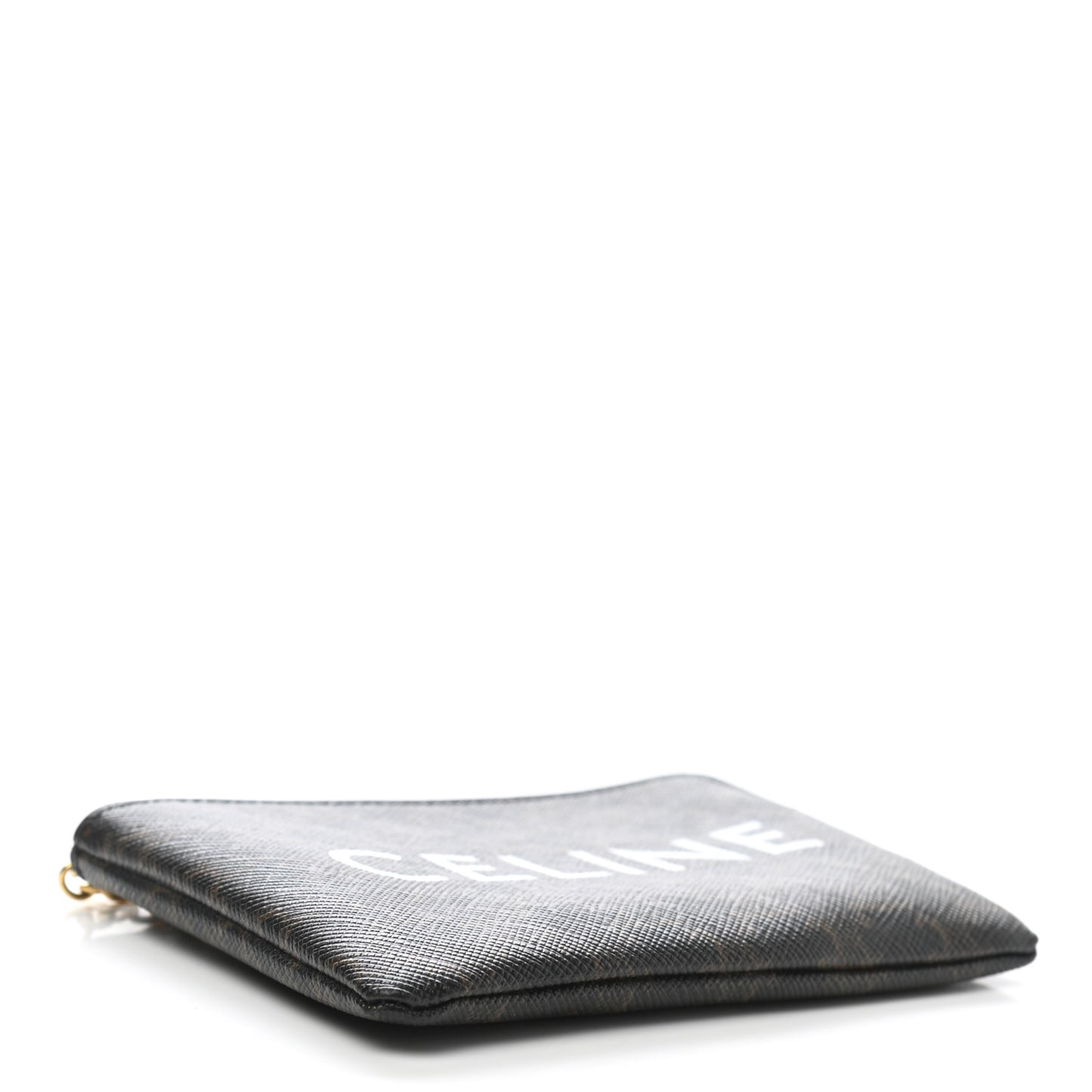 Triomphe Canvas Logo Coin and Card Pouch With Hook Black