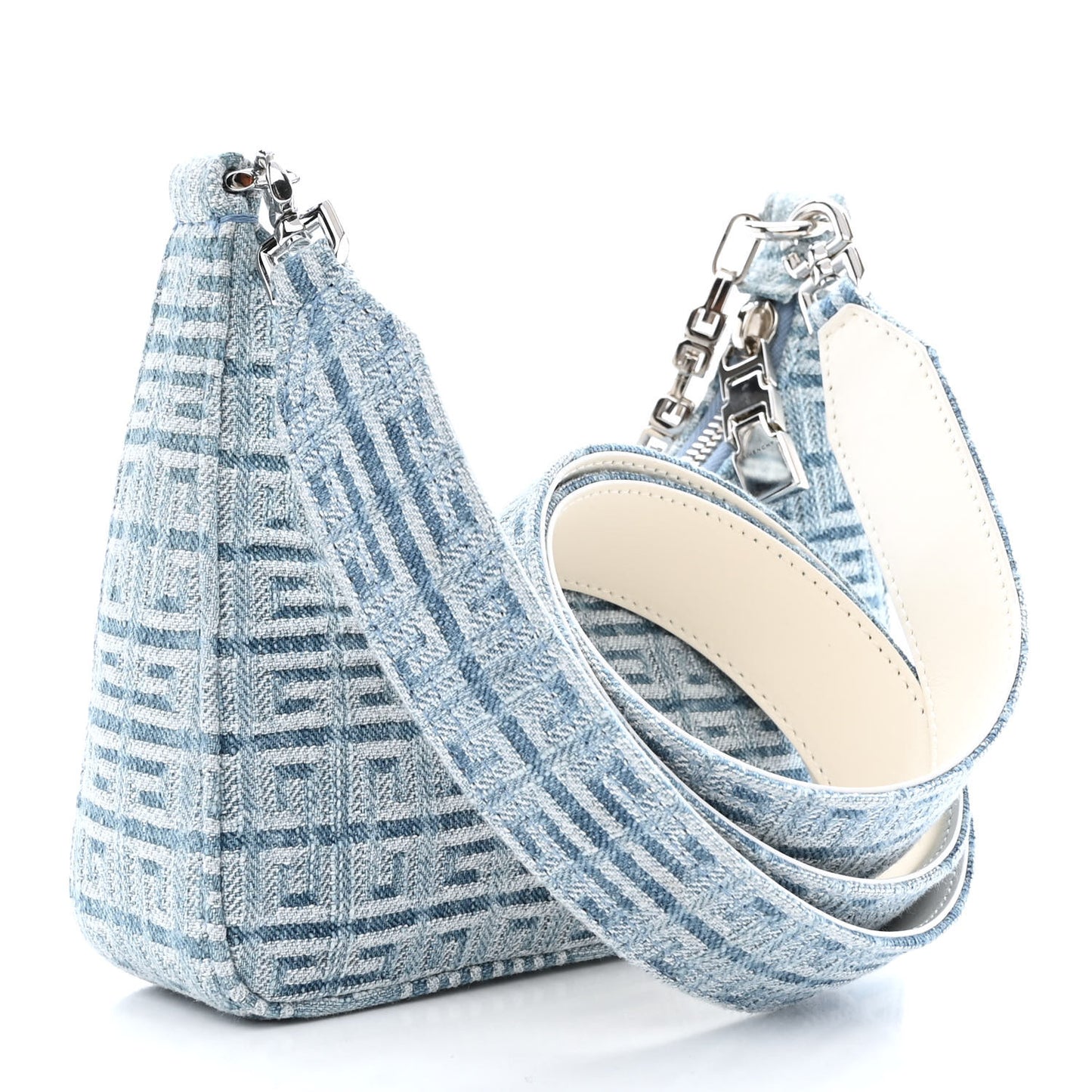 Denim Mini Moon Cut Out Shoulder Bag Blue