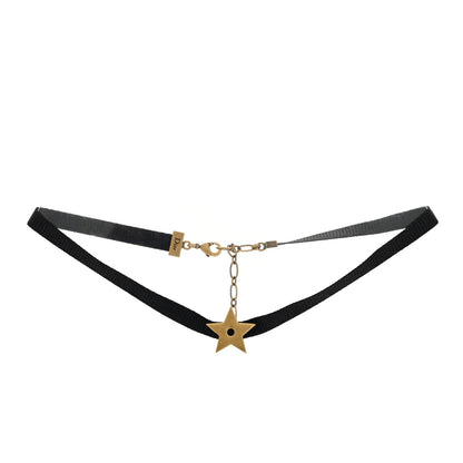 Christian Dior Grosgrain Ribbon Star Choker Necklace Black 3 of 4