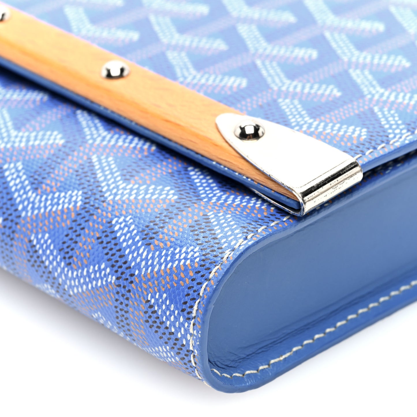Goyardine Monte Carlo Bois Clutch With Strap Sky Blue