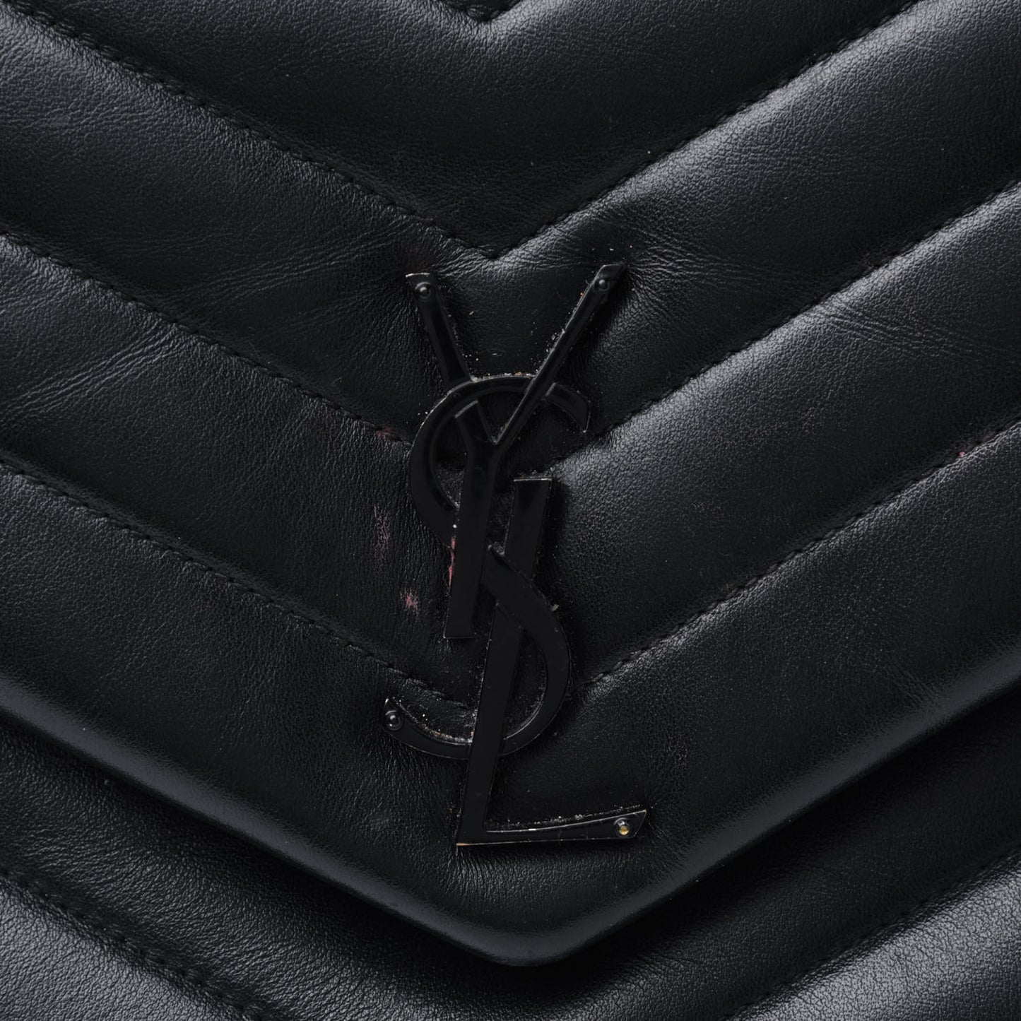 Calfskin Y Quilted Monogram Medium Loulou Chain Satchel Black
