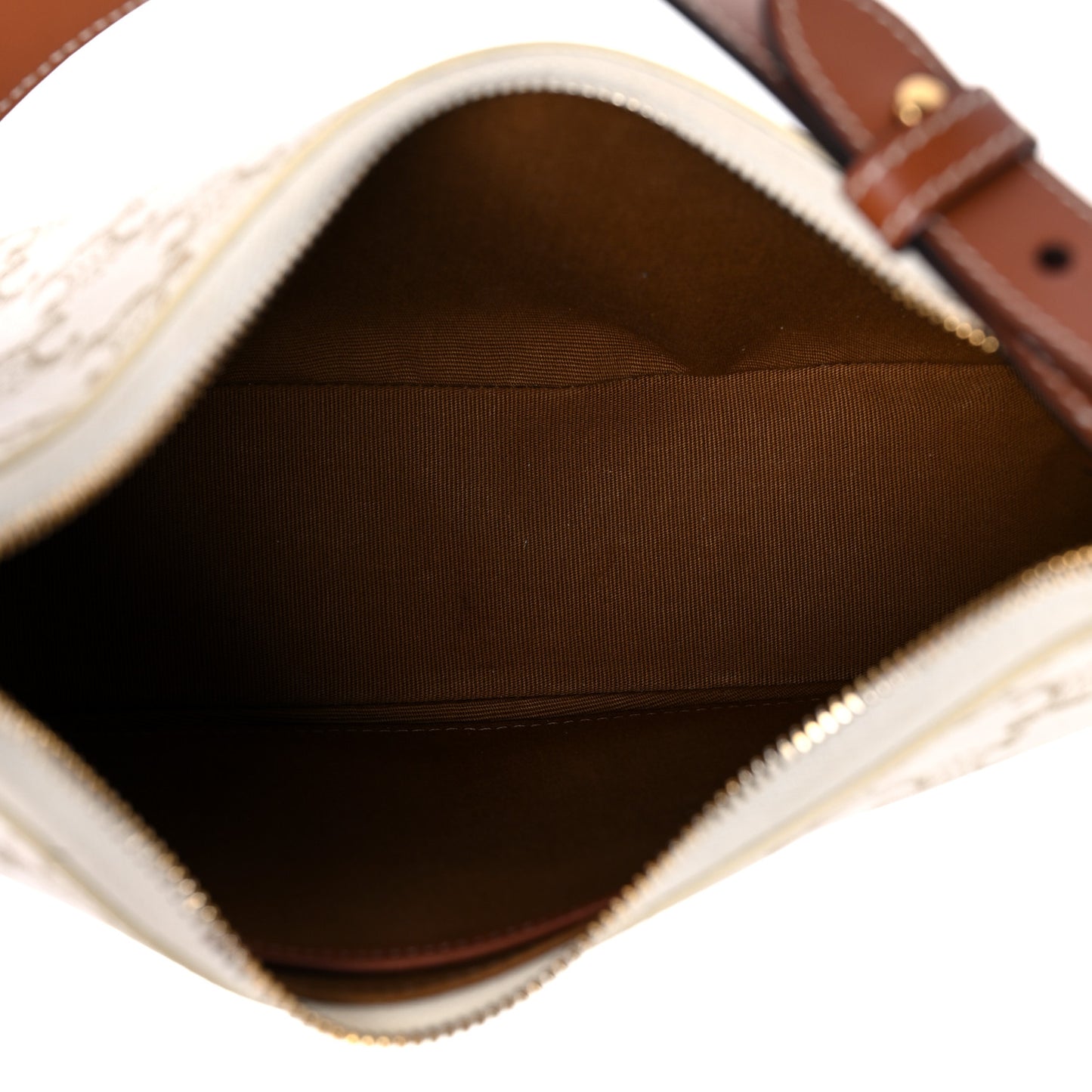 Canvas Calfskin Ava Triomphe Shoulder Bag White