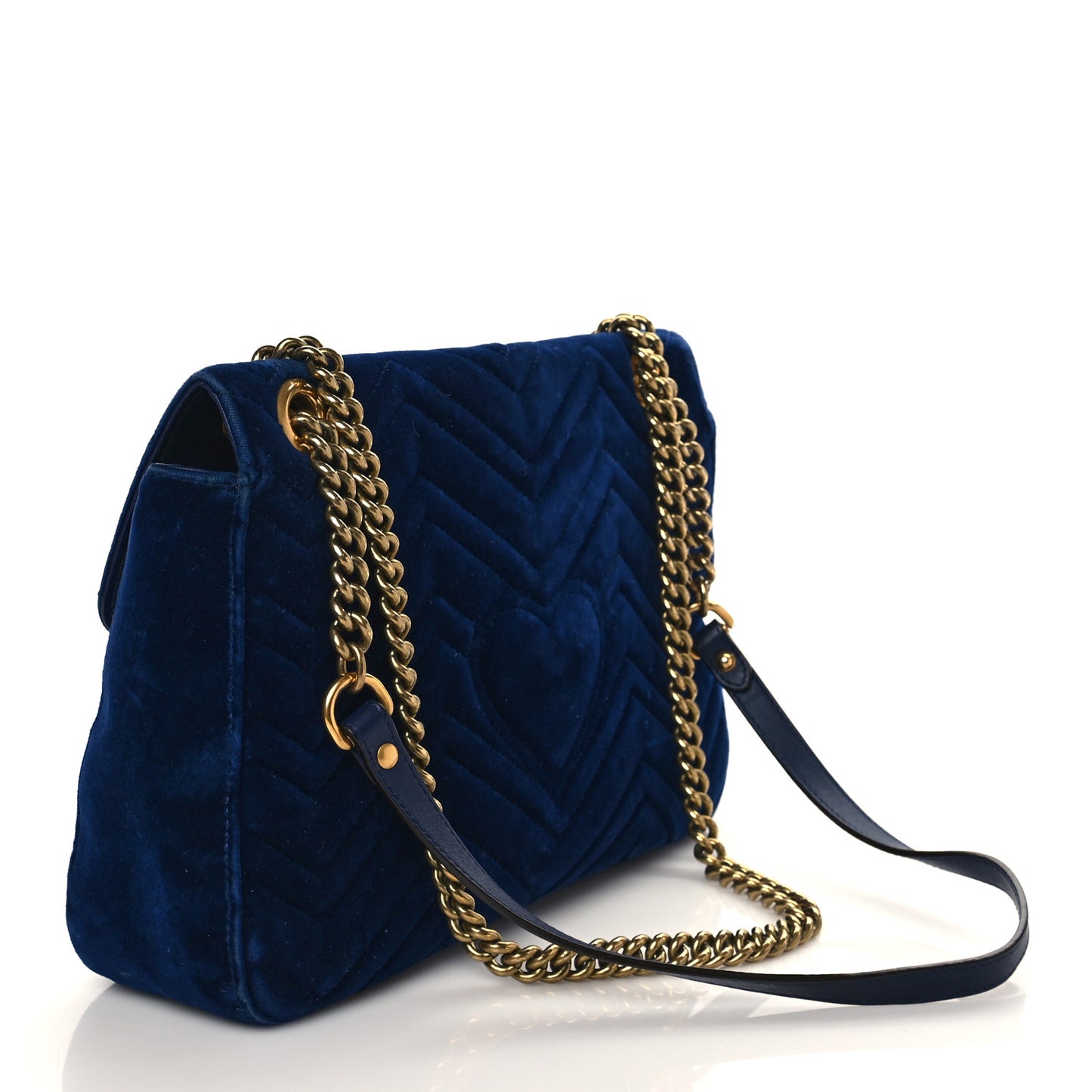 Velvet Matelasse Medium GG Marmont Shoulder Bag Cobalt Blue
