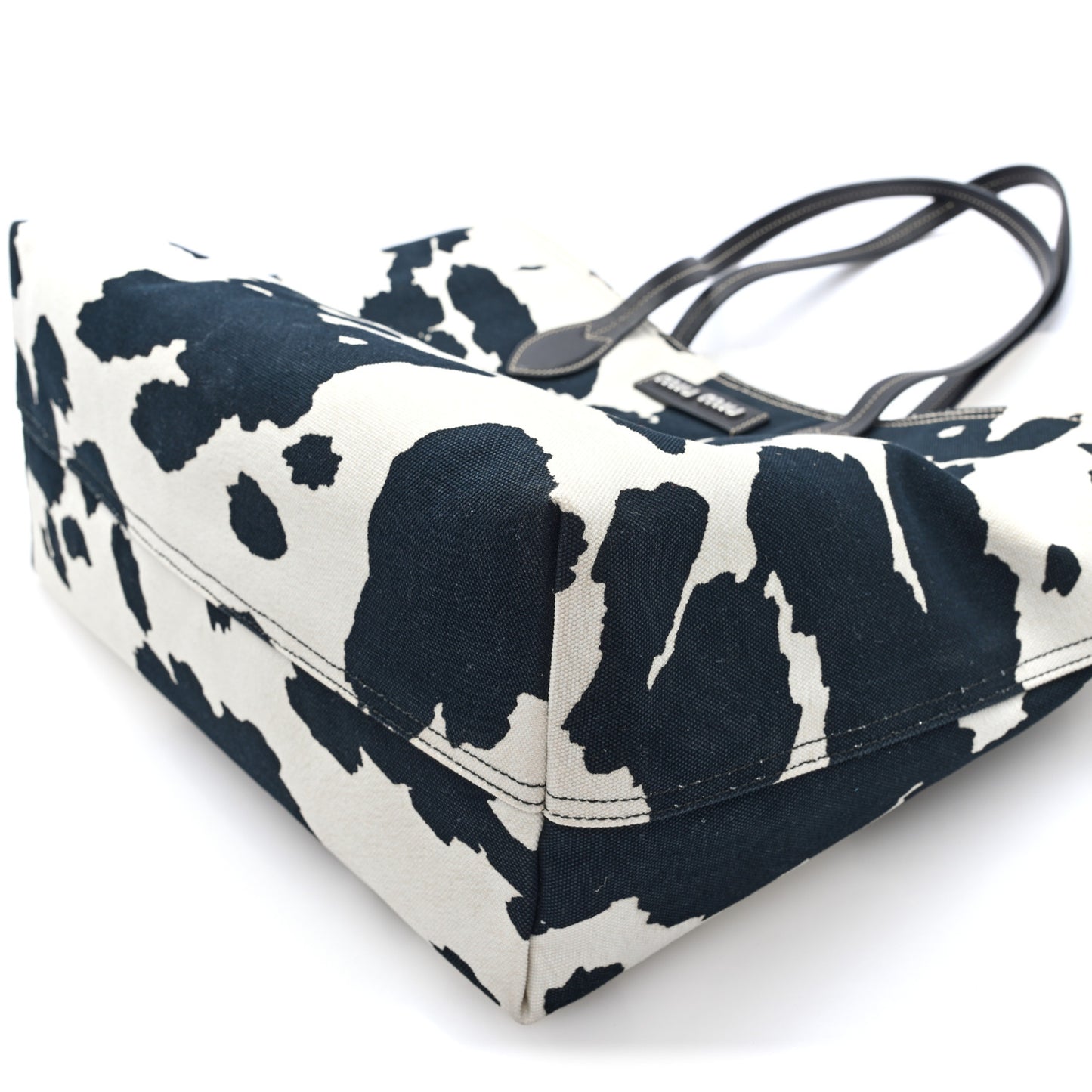 Tessuto Cow Print Shopping Tote Black White