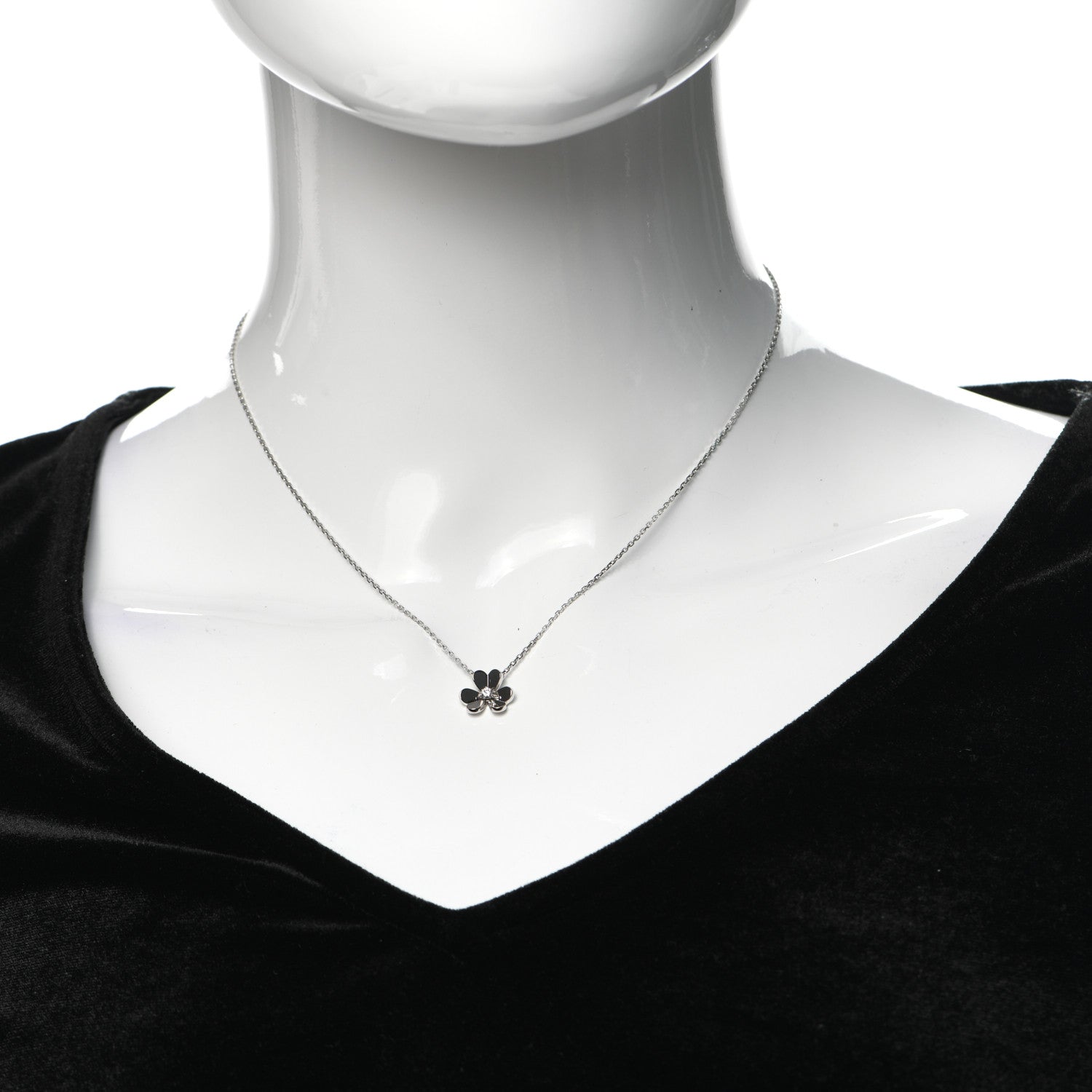 Van Cleef & Arpels 18K White Gold Diamond Mini Frivole Pendant Necklace 2 of 6