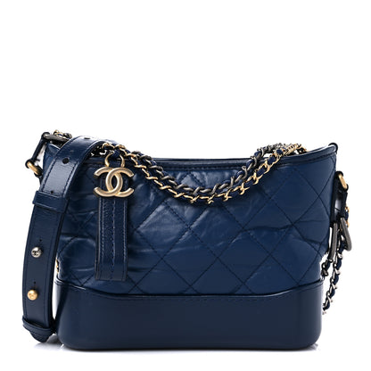 Chanel Aged Calfskin Quilted Small Gabrielle Hobo Blue 1 of 11