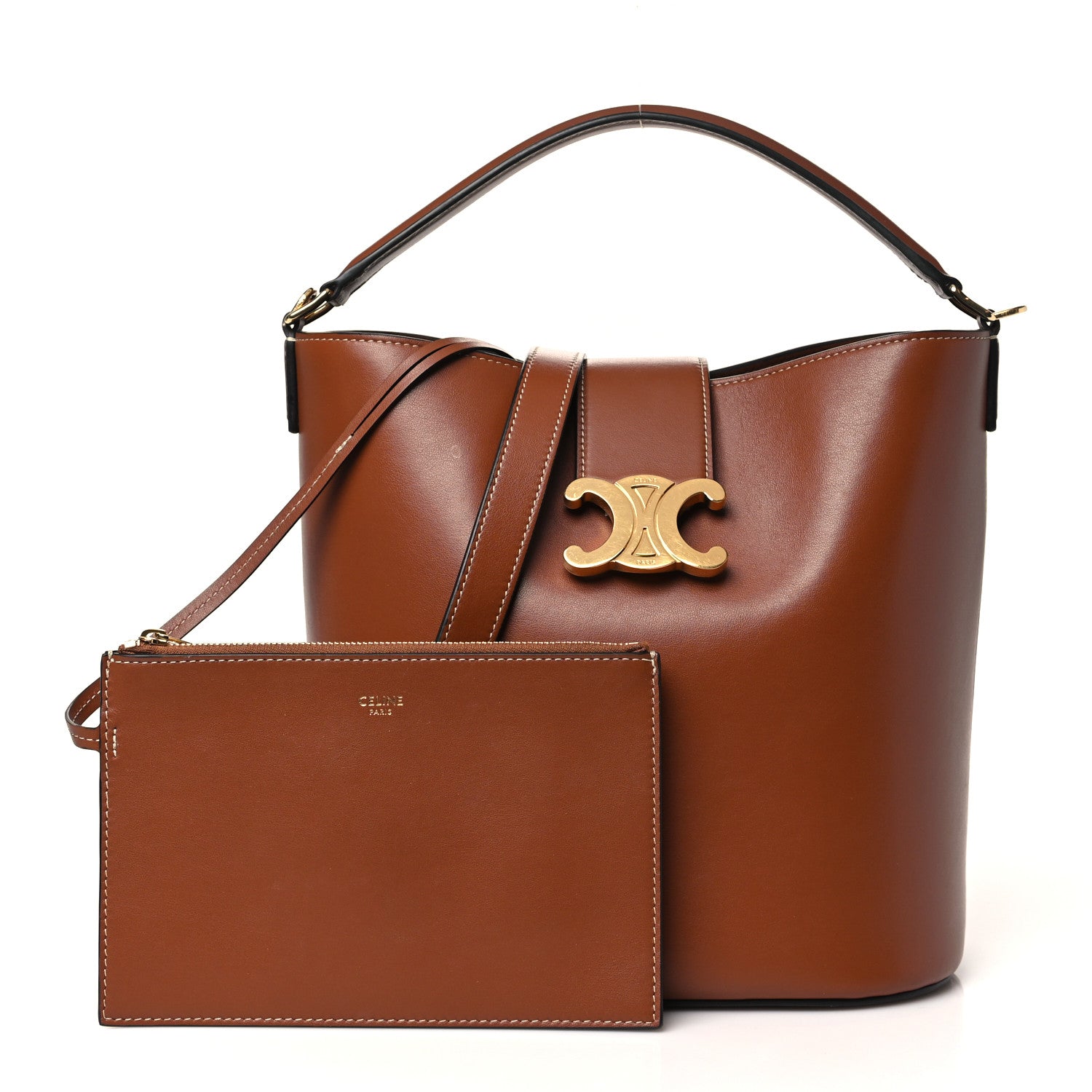 Celine Smooth Calfskin Triomphe Medium Louise Bag Tan 3 of 12
