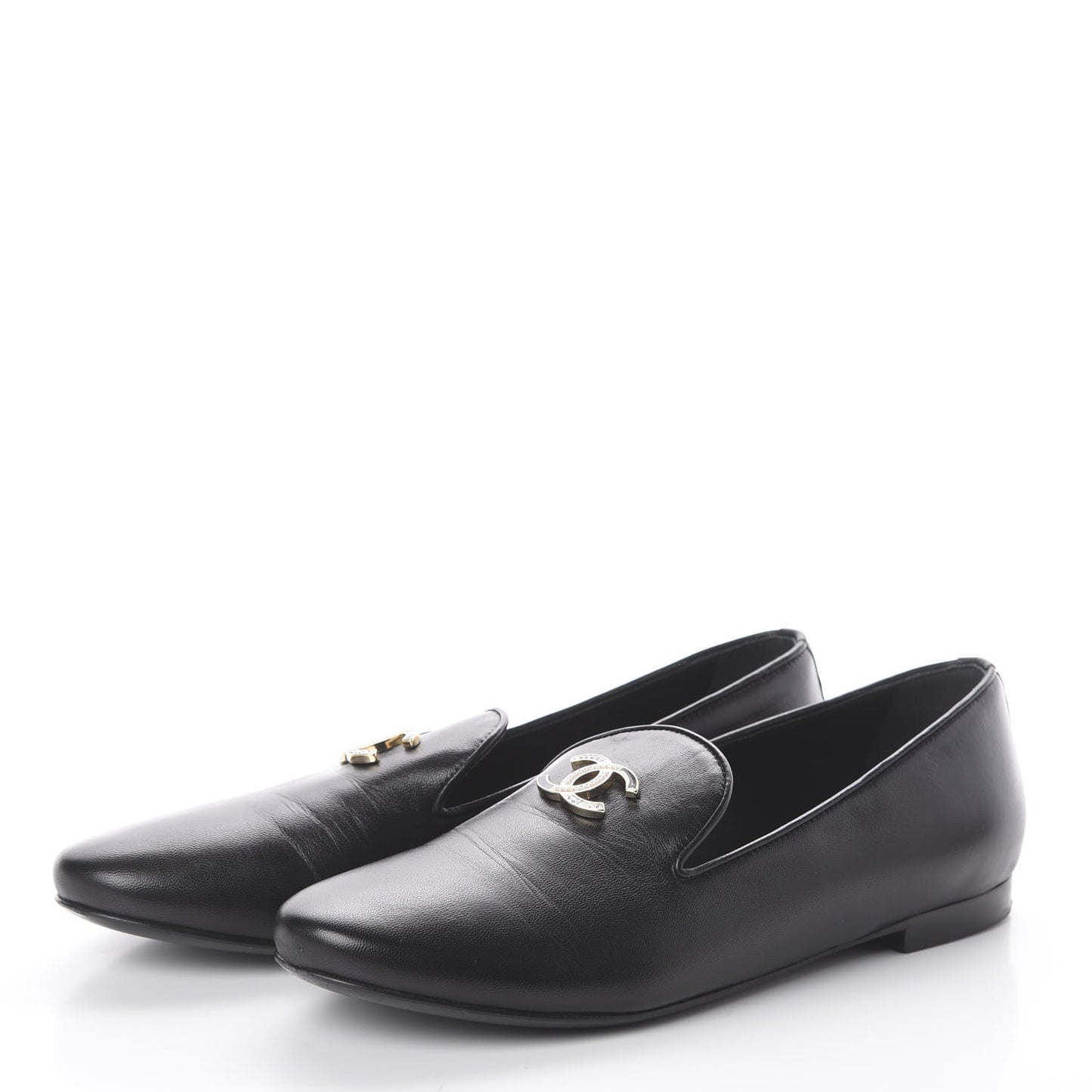 Lambskin CC Mocassin Loafers 38 Black
