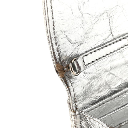 Christian Dior Metallic Crinkled Lambskin Diorama Croisiere Chain Wallet Silver 18 of 18