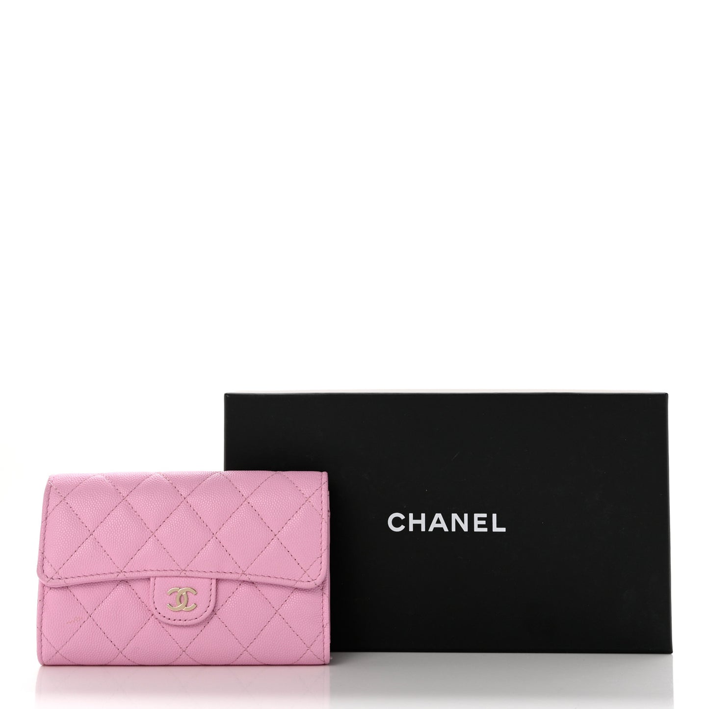 Caviar Quilted Medium Flap Wallet Pink