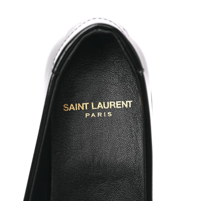 Saint Laurent Patent Calfskin Penny Loafers 36 Black 8 of 9