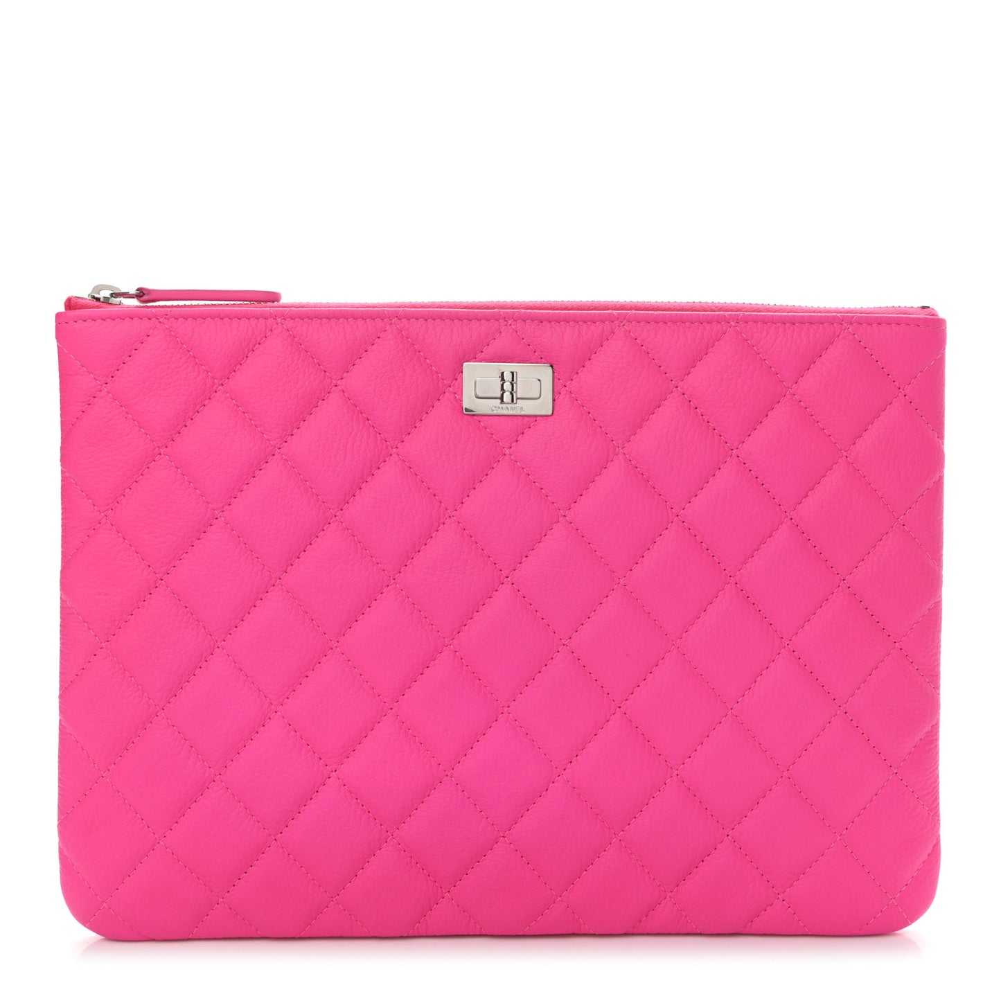 Goatskin Quilted Medium 2.55 Reissue Cosmetic Case Fluorescent Pink