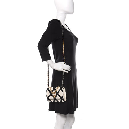Chanel Calfskin Crochet 19 Wallet On Chain WOC White Black 2 of 12