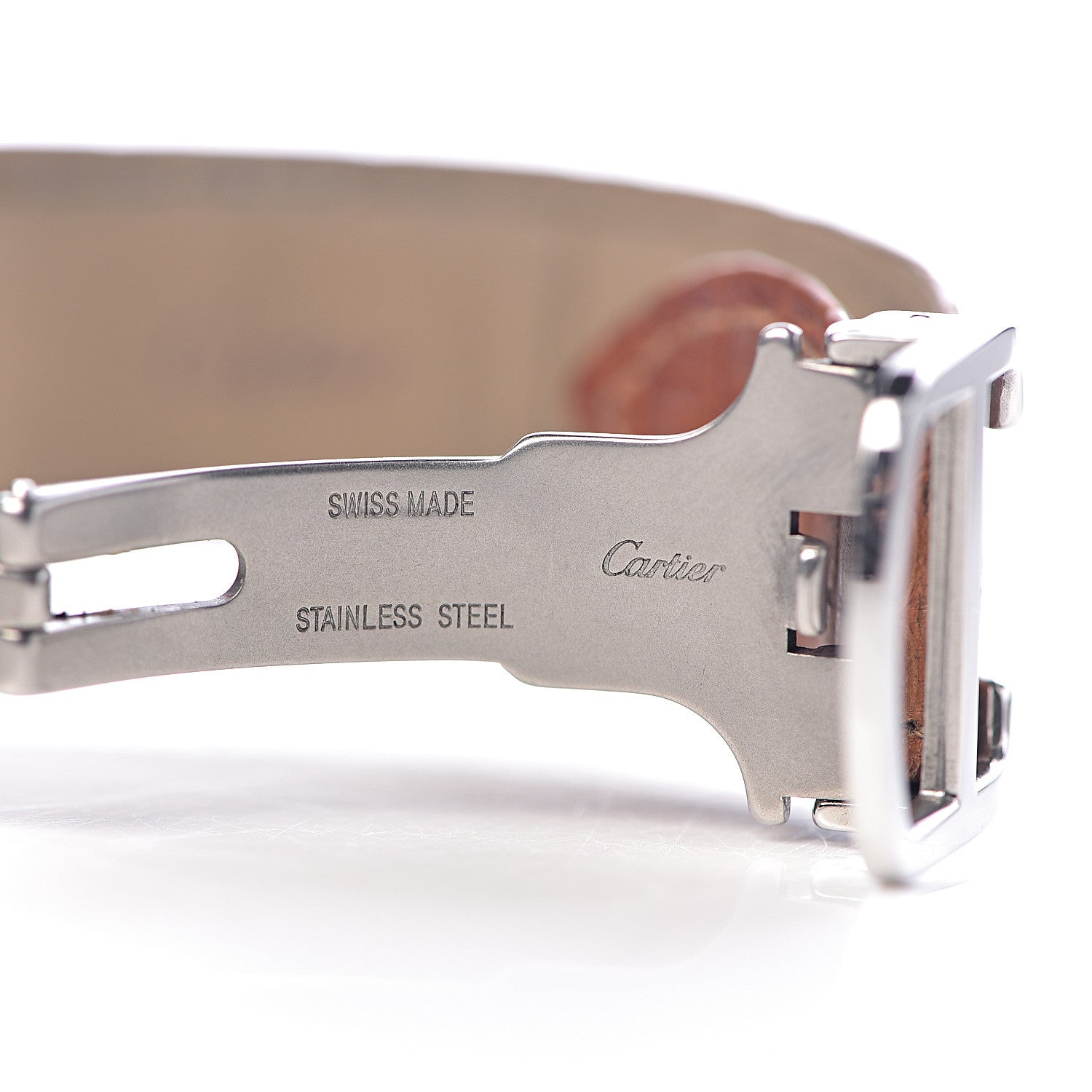 Cartier Stainless Steel Alligator 24mm Tank Solo Quartz Watch Brown 9 of 11