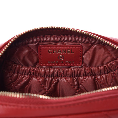 Chanel Caviar Quilted Small Curvy Pouch Cosmetic Case Dark Red 6 of 8