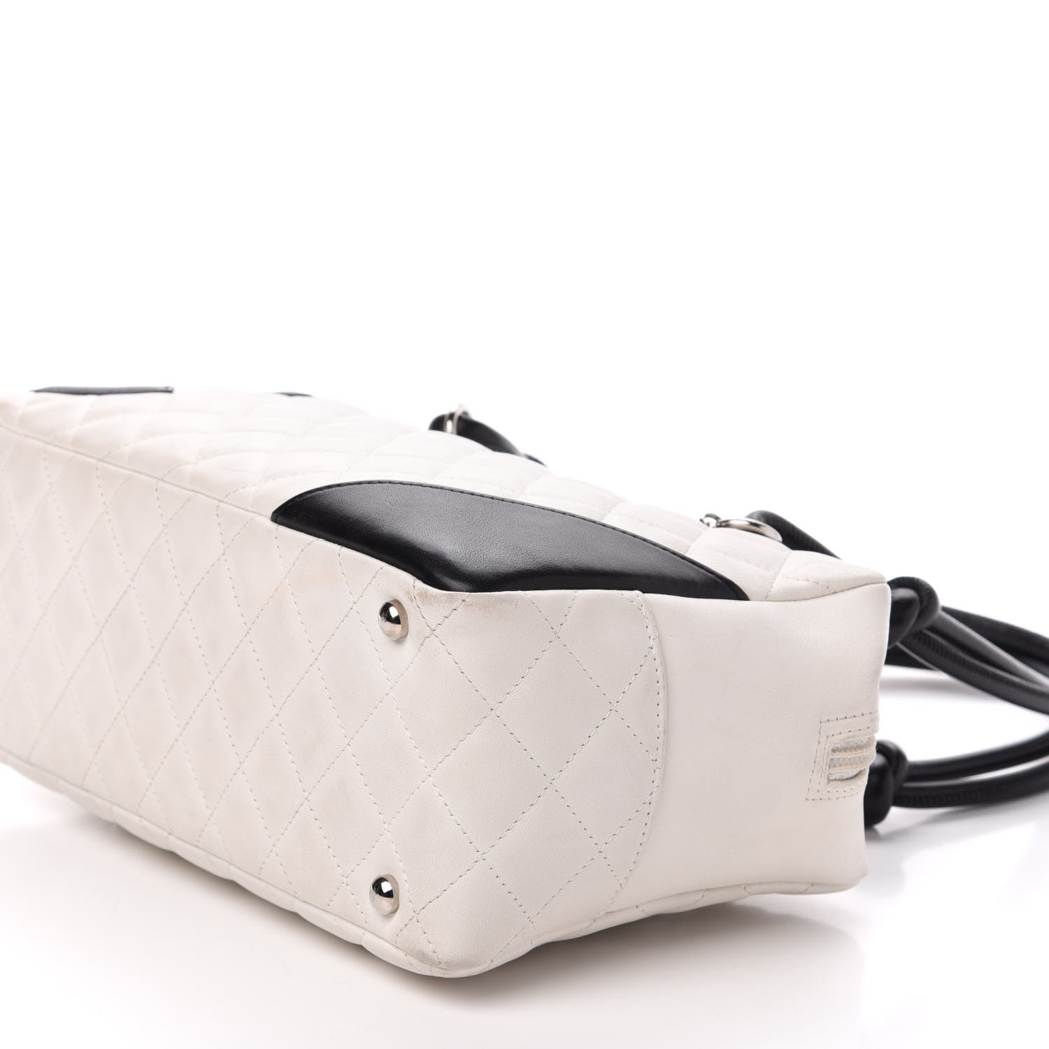 Chanel Calfskin Quilted Large Cambon Bowler White Black 11 of 13