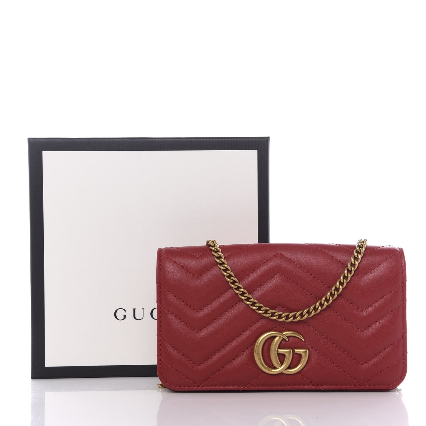 Calfskin Matelasse GG Marmont Mini Bag Hibiscus Red