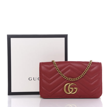 Gucci Calfskin Matelasse GG Marmont Mini Bag Hibiscus Red 9 of 9