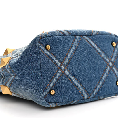 Valentino Garavani Denim Small Roman Stud The Handle Bag Light Denim Selleria 9 of 10