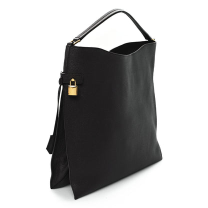 Tom Ford Pebbled Calfskin Large Alix Padlock Zip Hobo Bag Dark Brown 4 of 12