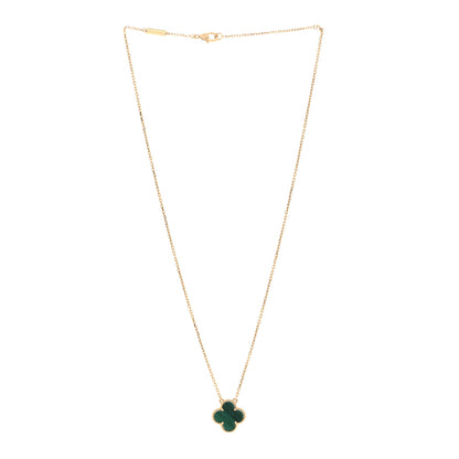 Van Cleef & Arpels 18K Yellow Gold Malachite Vintage Alhambra Pendant Necklace 3 of 6