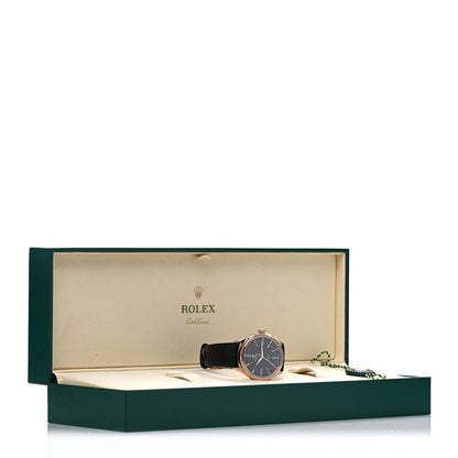 Rolex 18K Everose Gold Alligator 39mm Cellini Watch Black 50505 5 of 5