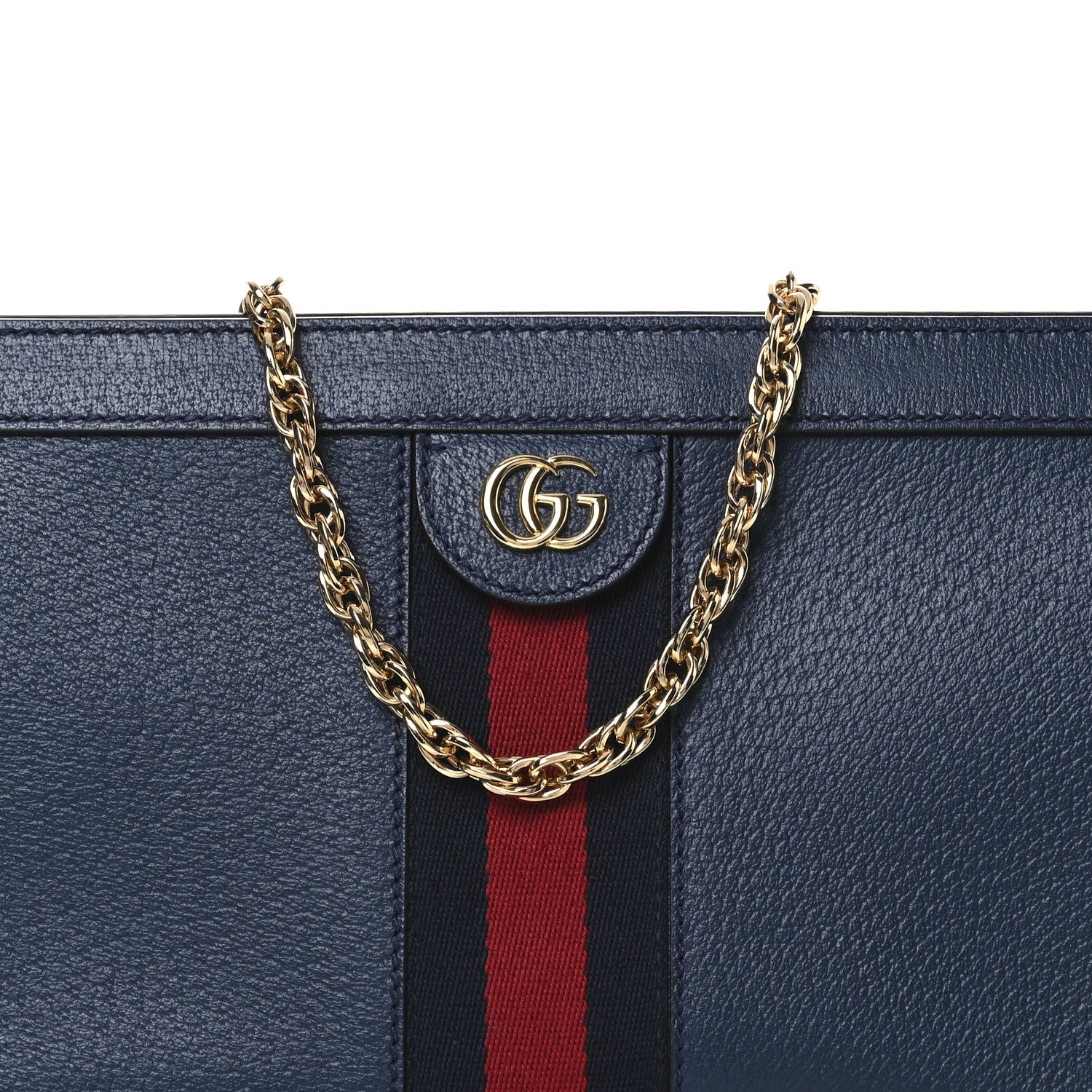 Gucci Textured Calfskin Web Small Ophidia Chain Shoulder Bag Blue Agata 8 of 11