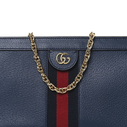 Gucci Textured Calfskin Web Small Ophidia Chain Shoulder Bag Blue Agata 8 of 11