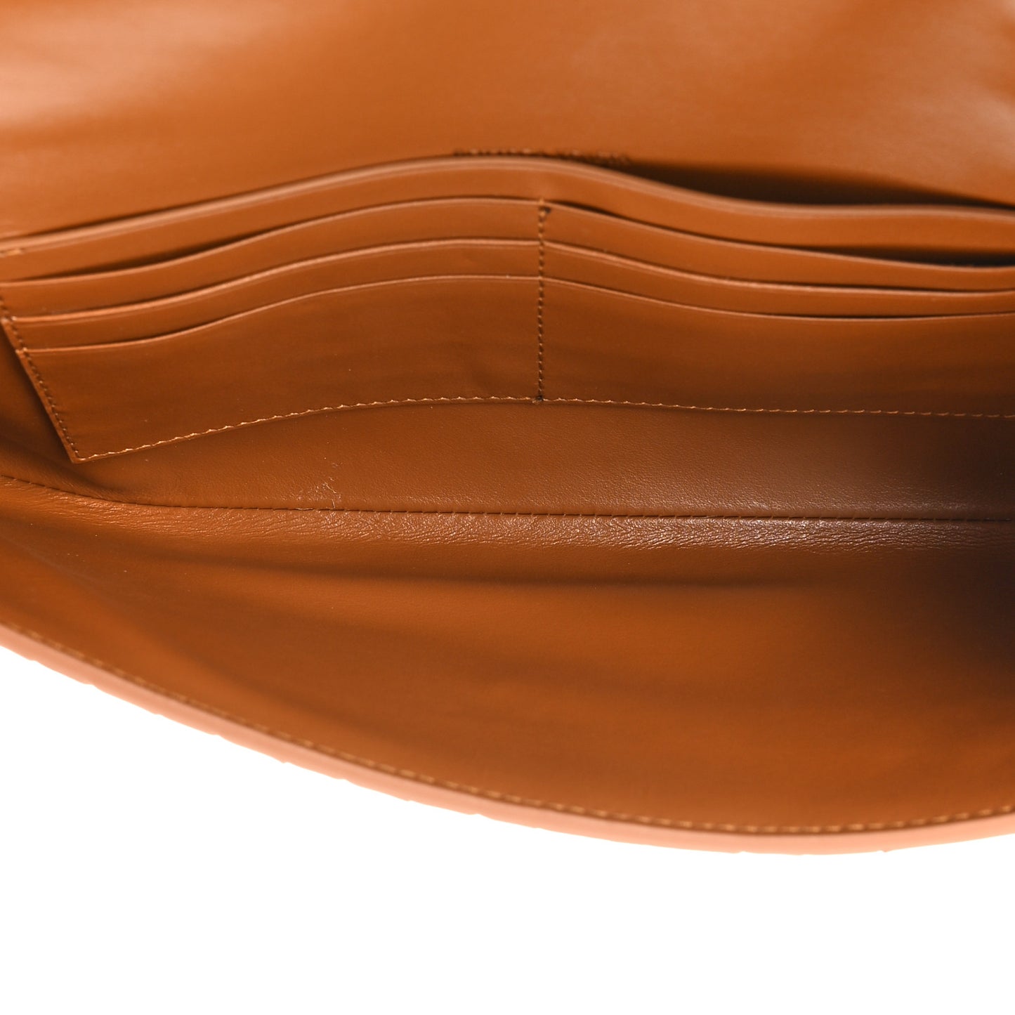 Nappa Intrecciato Long Andiamo Top Handle Clutch Cognac