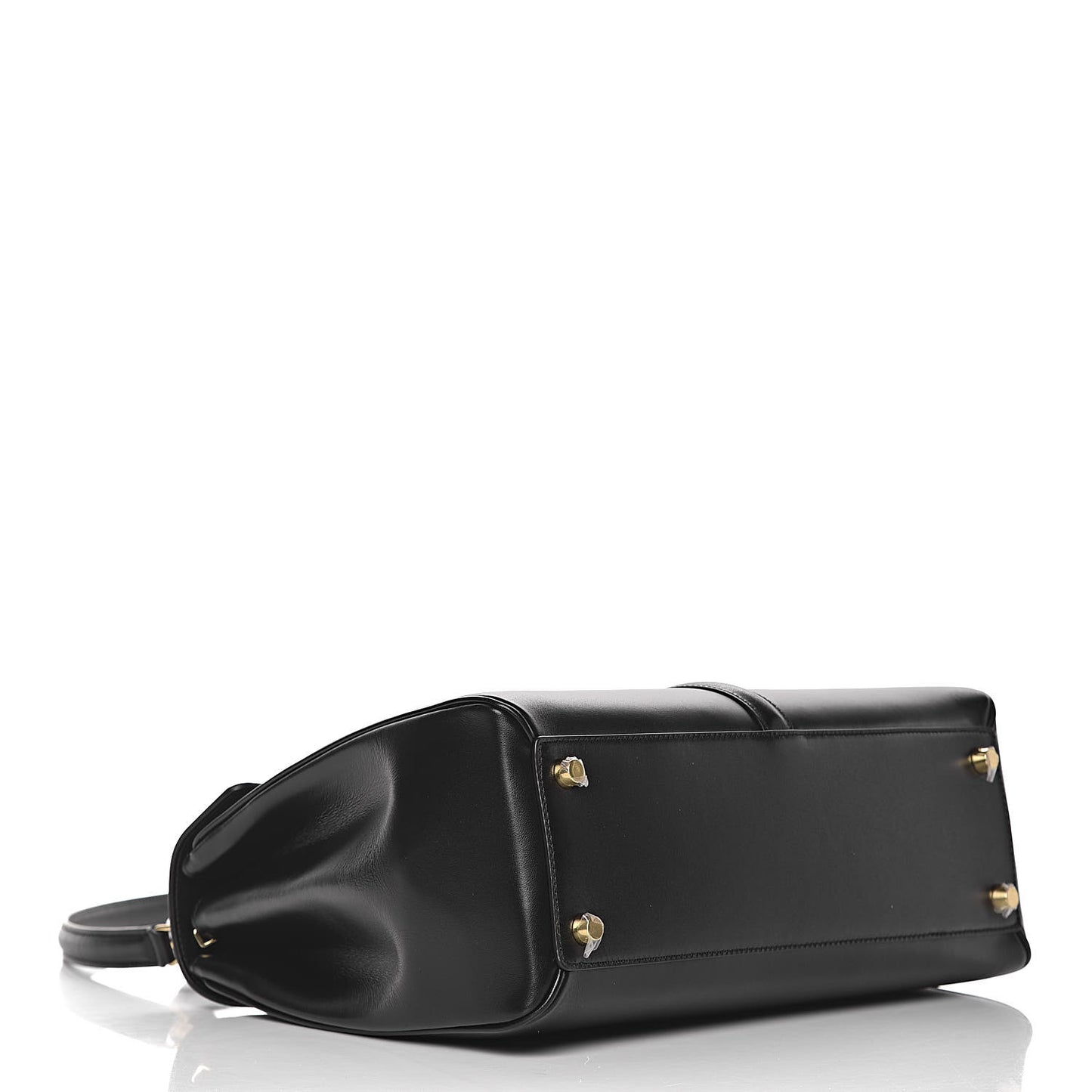Satinated Calfskin Medium 16 Top Handle Bag Black