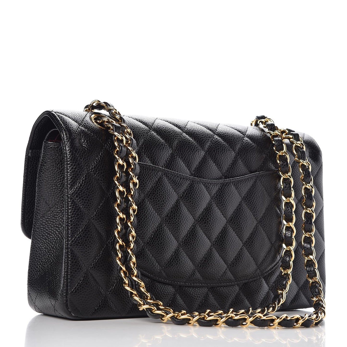 Caviar Quilted Medium Double Flap Black