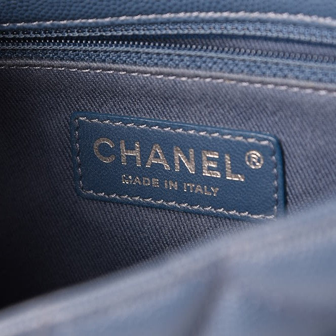 Caviar Quilted Small Coco Handle Flap Blue