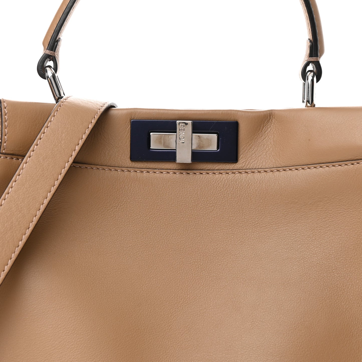 Vitello Seta Shiny Nappa Medium Peekaboo Iconic Satchel Cuoio Ardesia