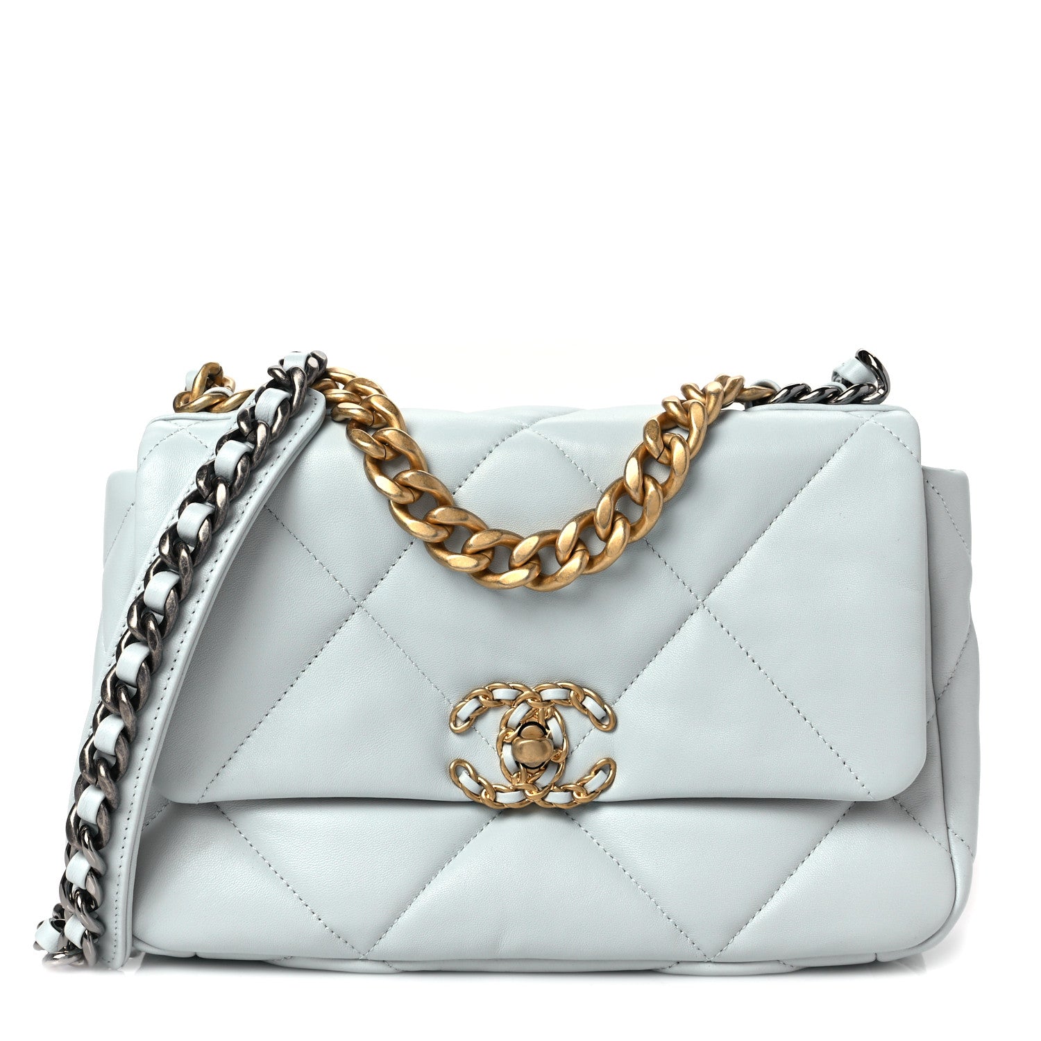 Chanel Lambskin Quilted Medium Chanel 19 Flap Light Blue 1 of 8