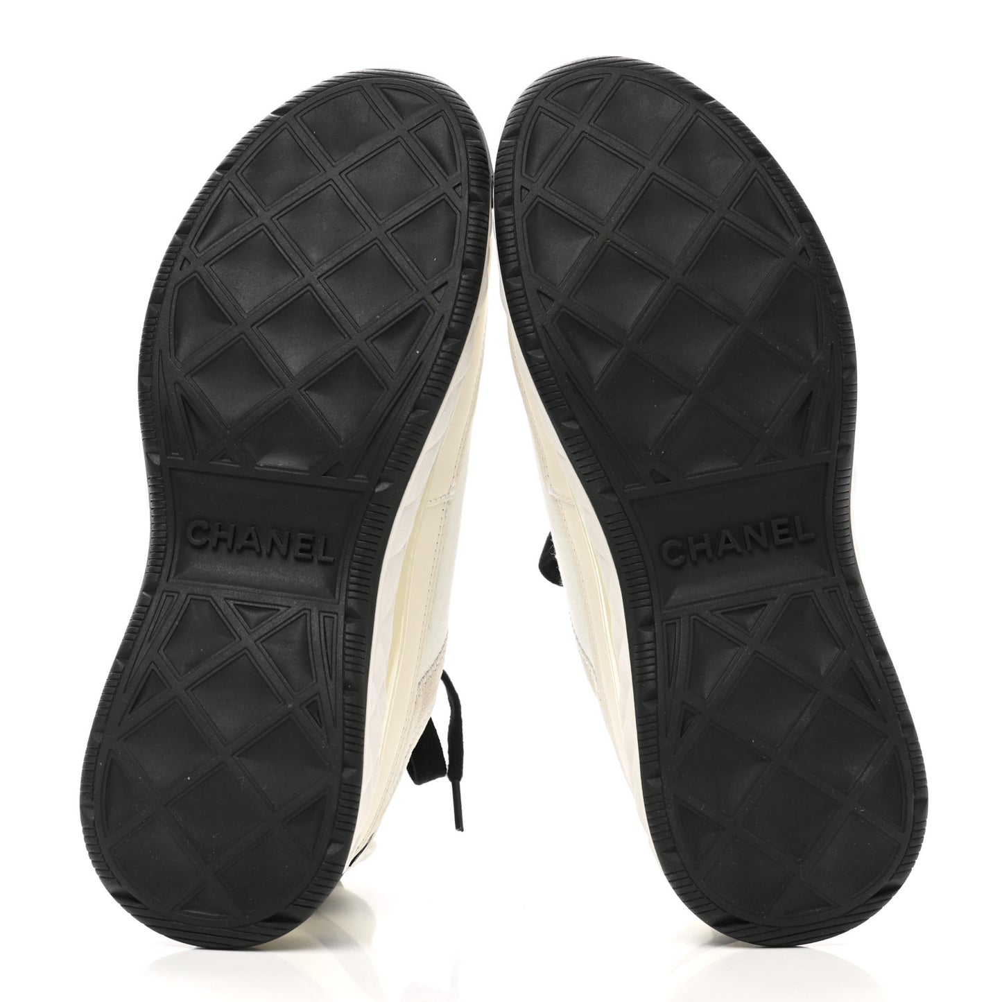 Velvet Calfskin Mixed Fibers CC Sneakers 36.5 Ivory Black