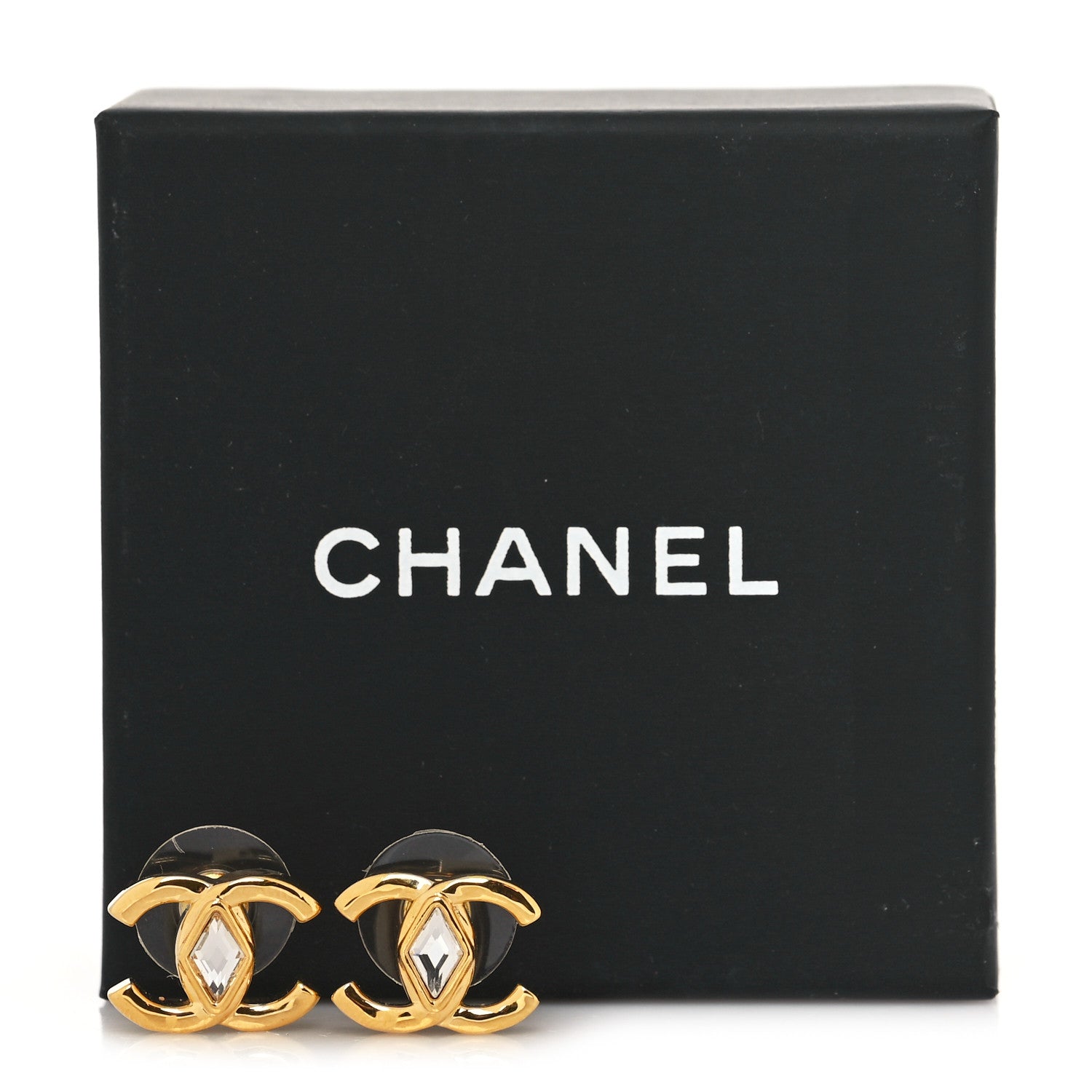 Chanel Metal Crystal CC Marquise Earrings Gold 5 of 5
