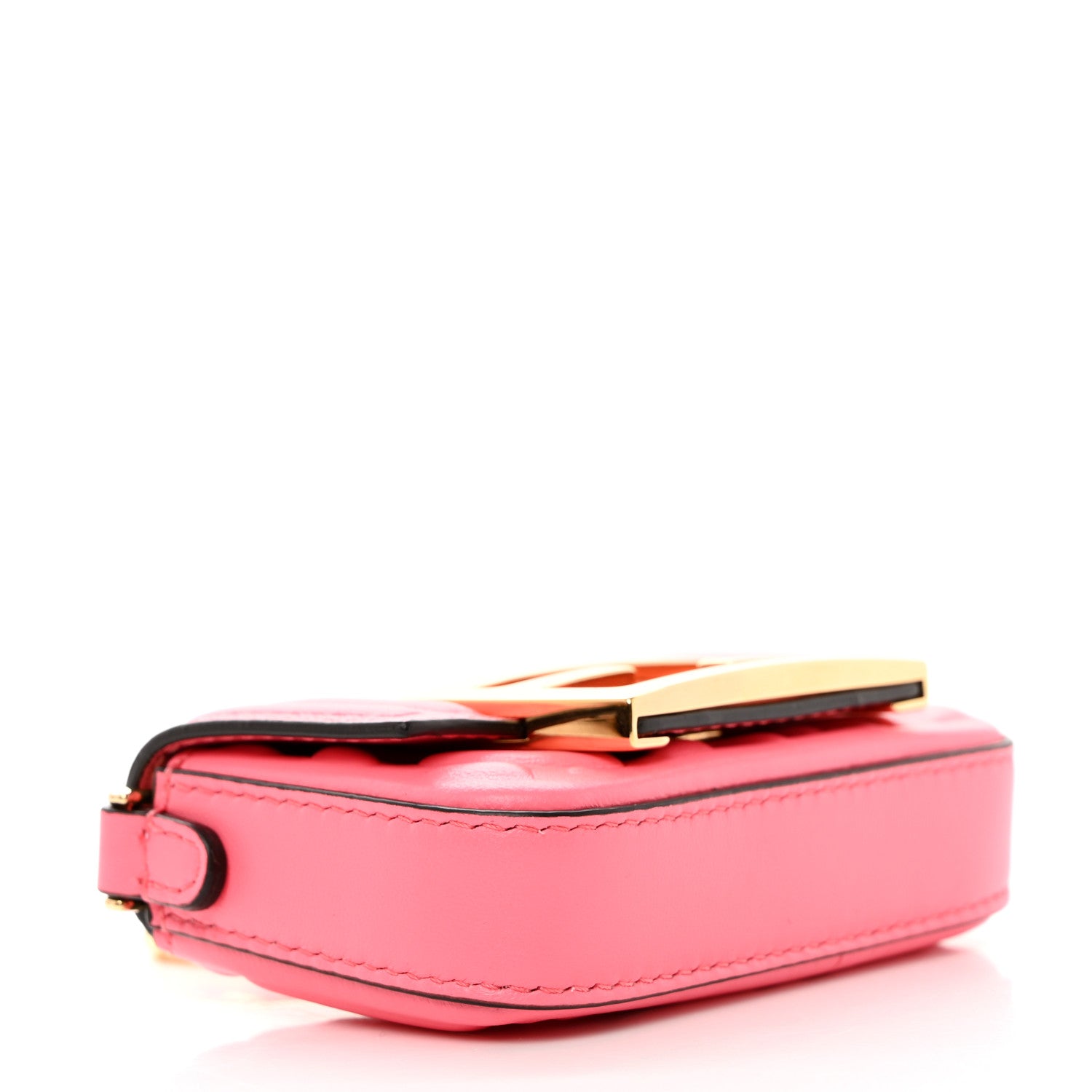 Fendi Nappa Matisse FF Embossed Nano Maxi Buckle Baguette Charm Pink Dalia 4 of 8