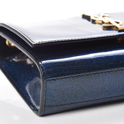 Saint Laurent Glitter Patent Small Monogram Kate Satchel Cobalt 10 of 11