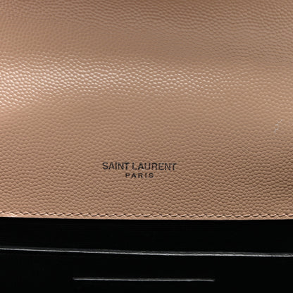 Saint Laurent Grain De Poudre Textured Mixed Matelasse Medium Triquilt Monogram Satchel Dark Beige 6 of 13