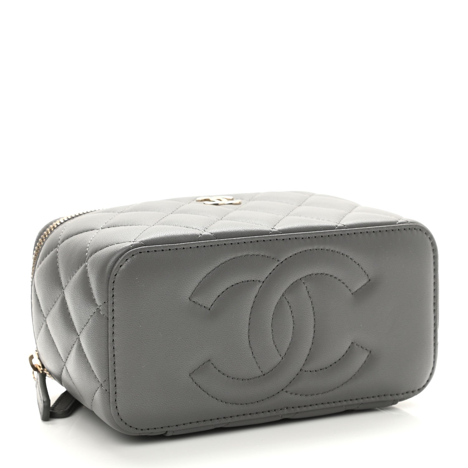 Chanel Lambskin Quilted Small Top Handle Vanity Case With Chain Grey 4 of 12